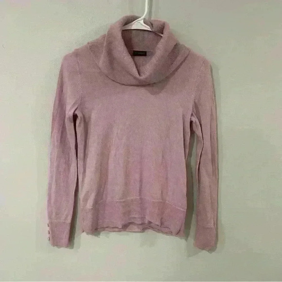 Talbots Mauve Pink Pure Merino Wool Sweater Cowl Neck Turtleneck Size X-Small - Picture 1 of 3